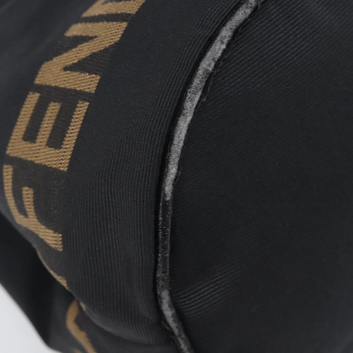 FENDI Hand Bag Canvas Black Brown Auth 208666