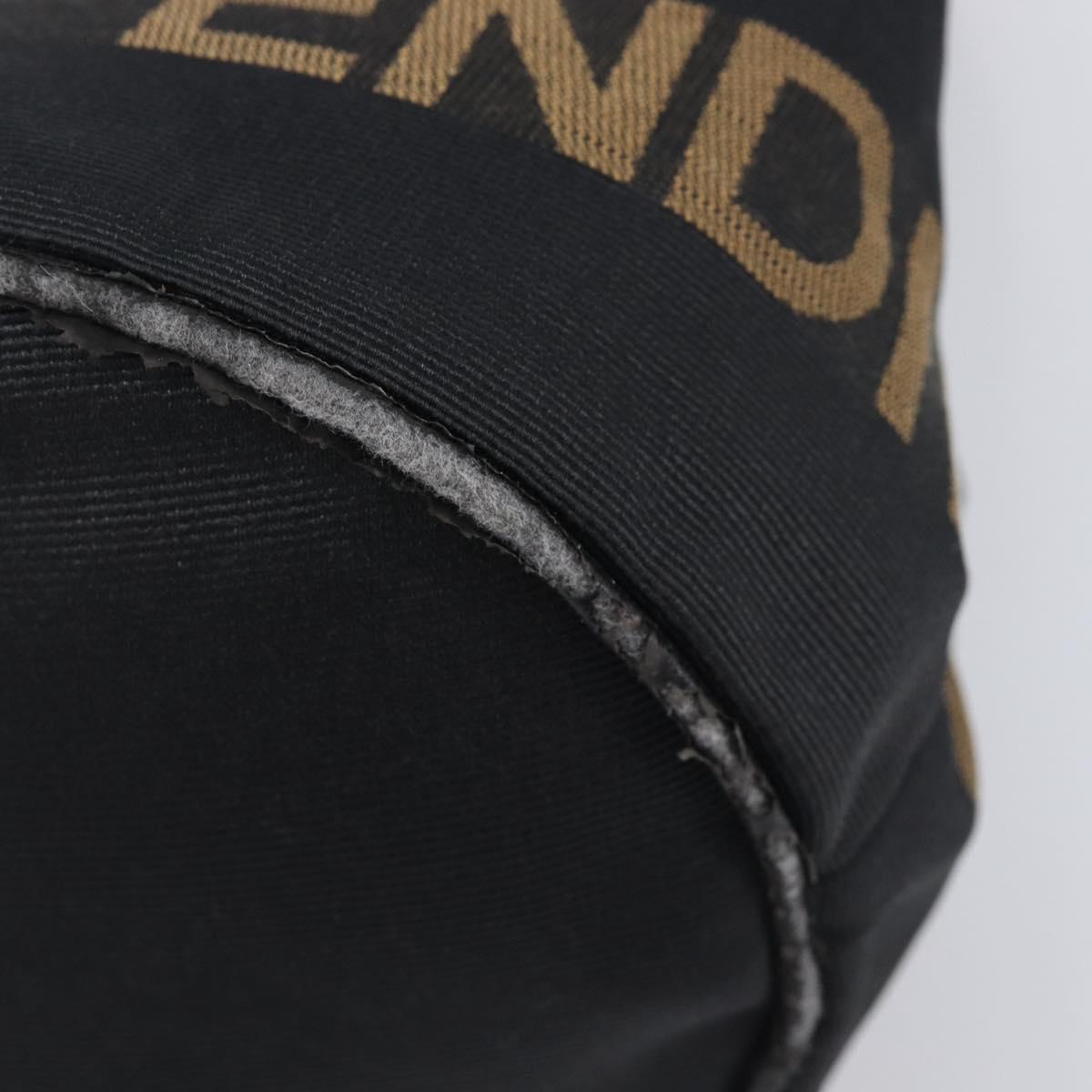 FENDI Hand Bag Canvas Black Brown Auth 208666