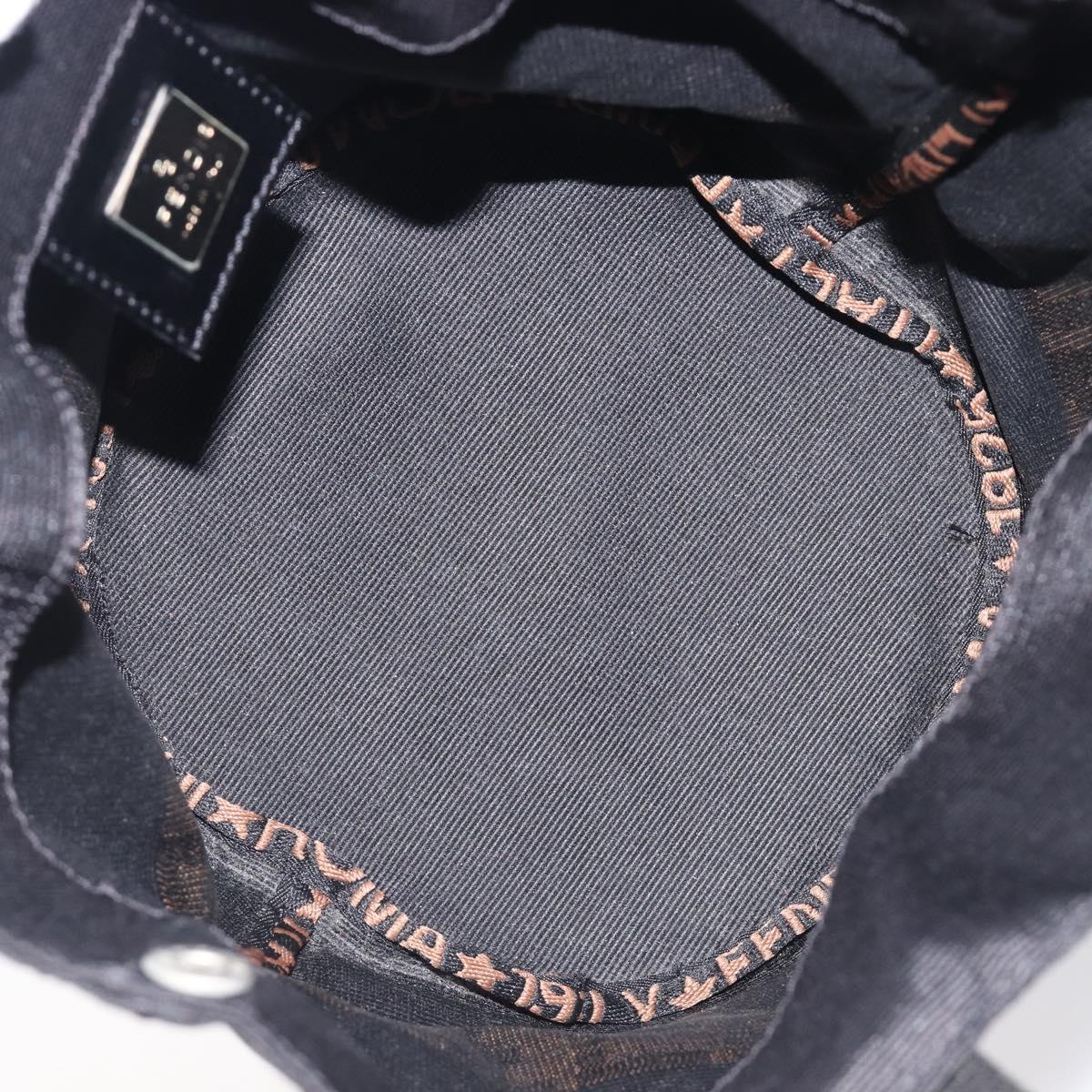 FENDI Hand Bag Canvas Black Brown Auth 208666