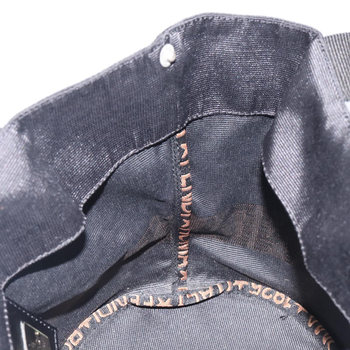 FENDI Hand Bag Canvas Black Brown Auth 208666