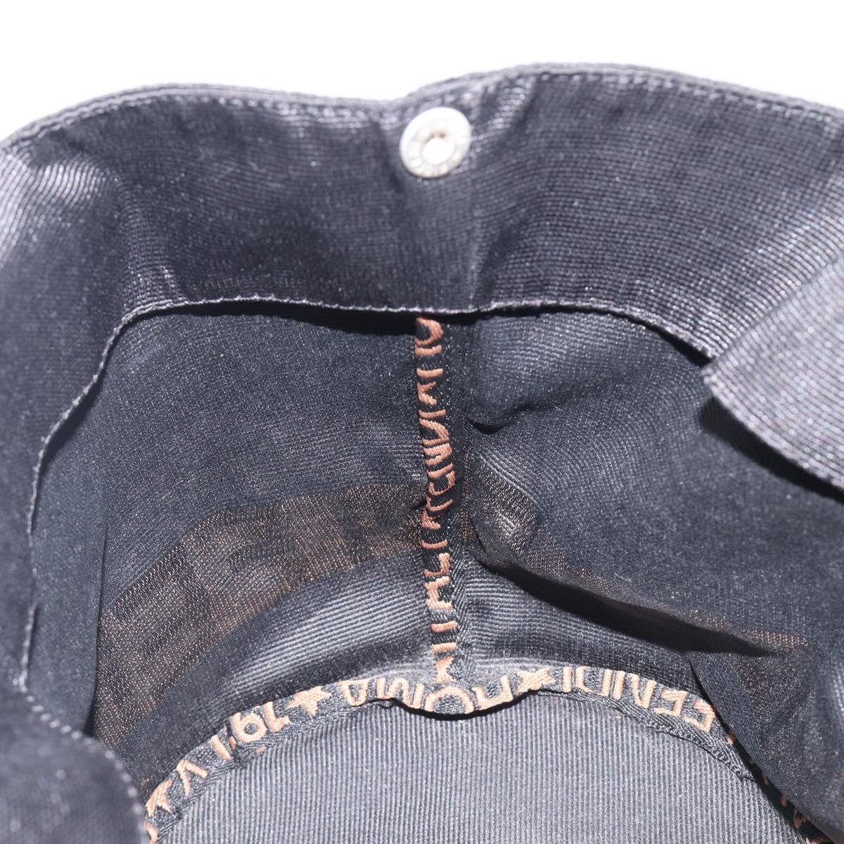 FENDI Hand Bag Canvas Black Brown Auth 208666