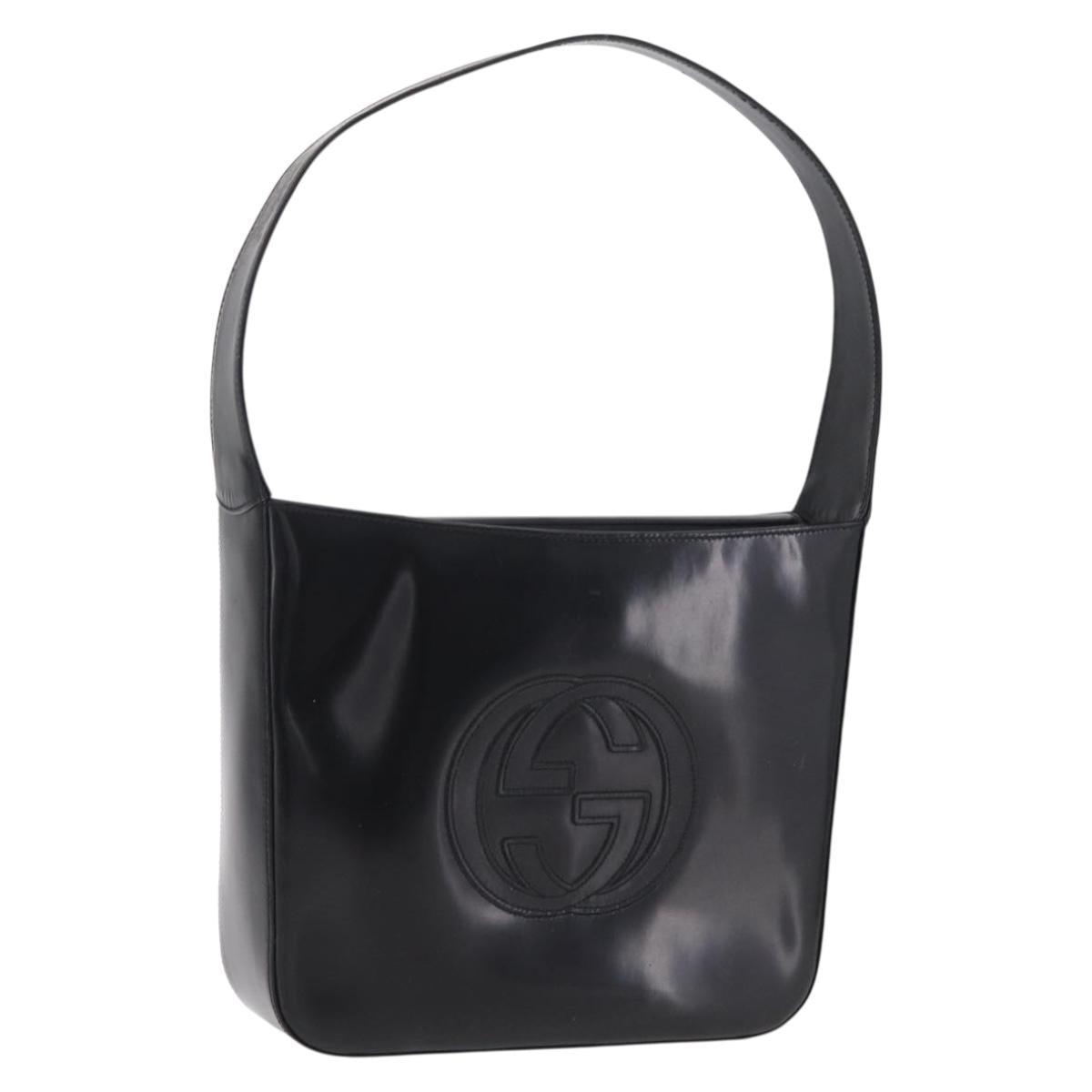 GUCCI Shoulder Bag patent Black 000 1186 0506 Auth 208668
