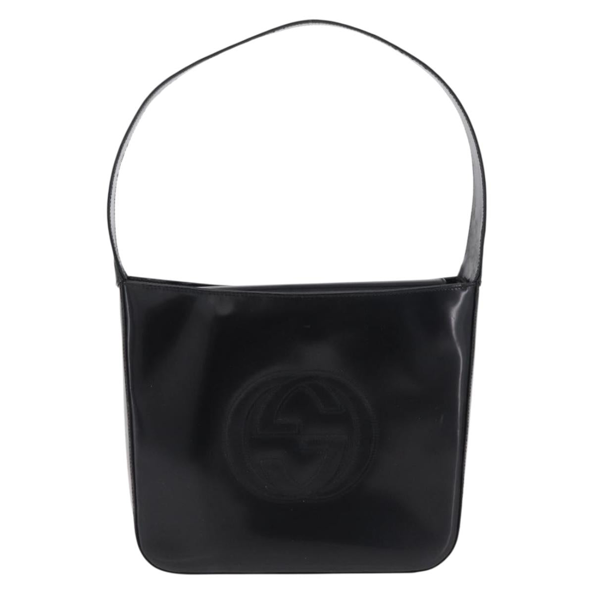 GUCCI Shoulder Bag patent Black 000 1186 0506 Auth 208668
