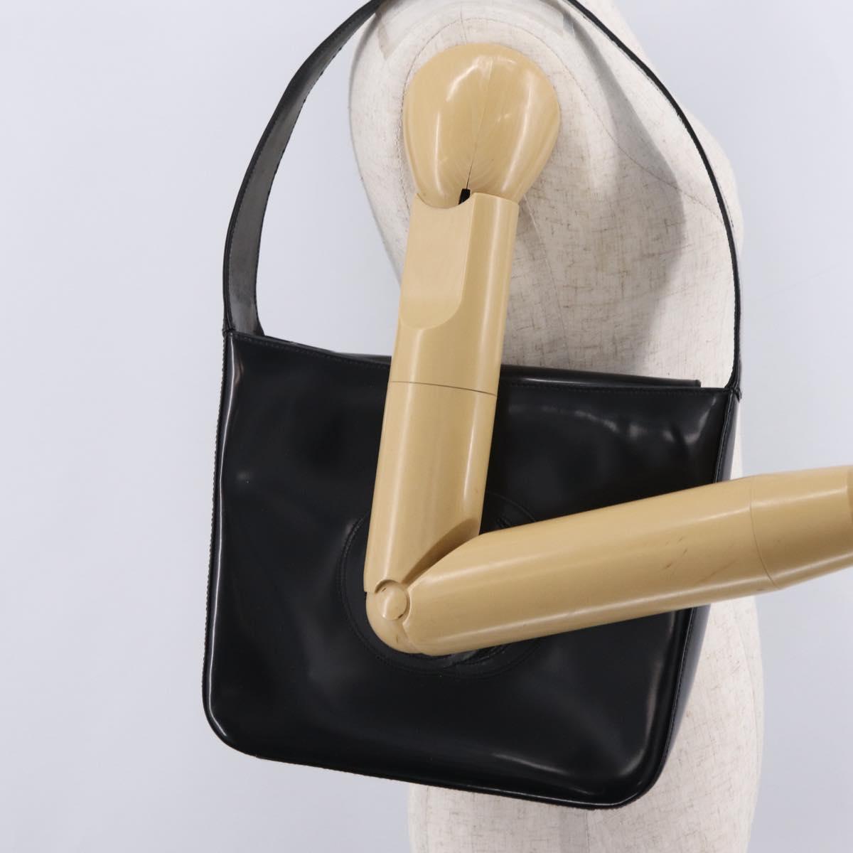 GUCCI Shoulder Bag patent Black 000 1186 0506 Auth 208668