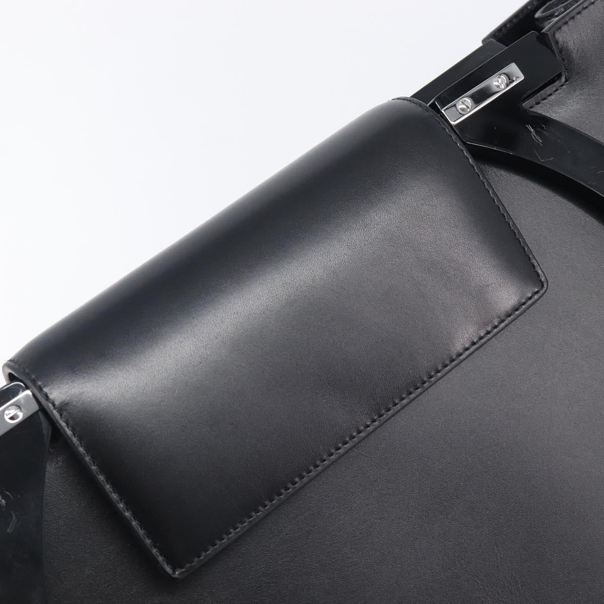 Salvatore Ferragamo Gancini Shoulder Bag Leather Black Silver Auth 208669V