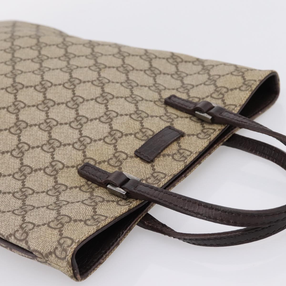 GUCCI GG Supreme Hand Bag PVC Beige Silver 117551 Auth 208679V