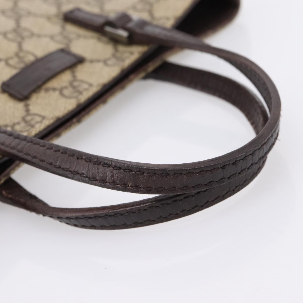 GUCCI GG Supreme Hand Bag PVC Beige Silver 117551 Auth 208679V