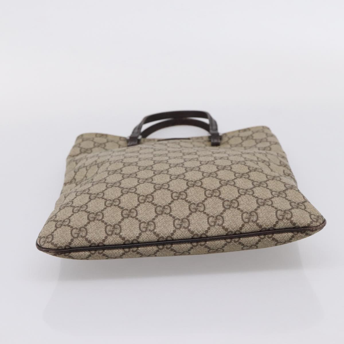 GUCCI GG Supreme Hand Bag PVC Beige Silver 117551 Auth 208679V