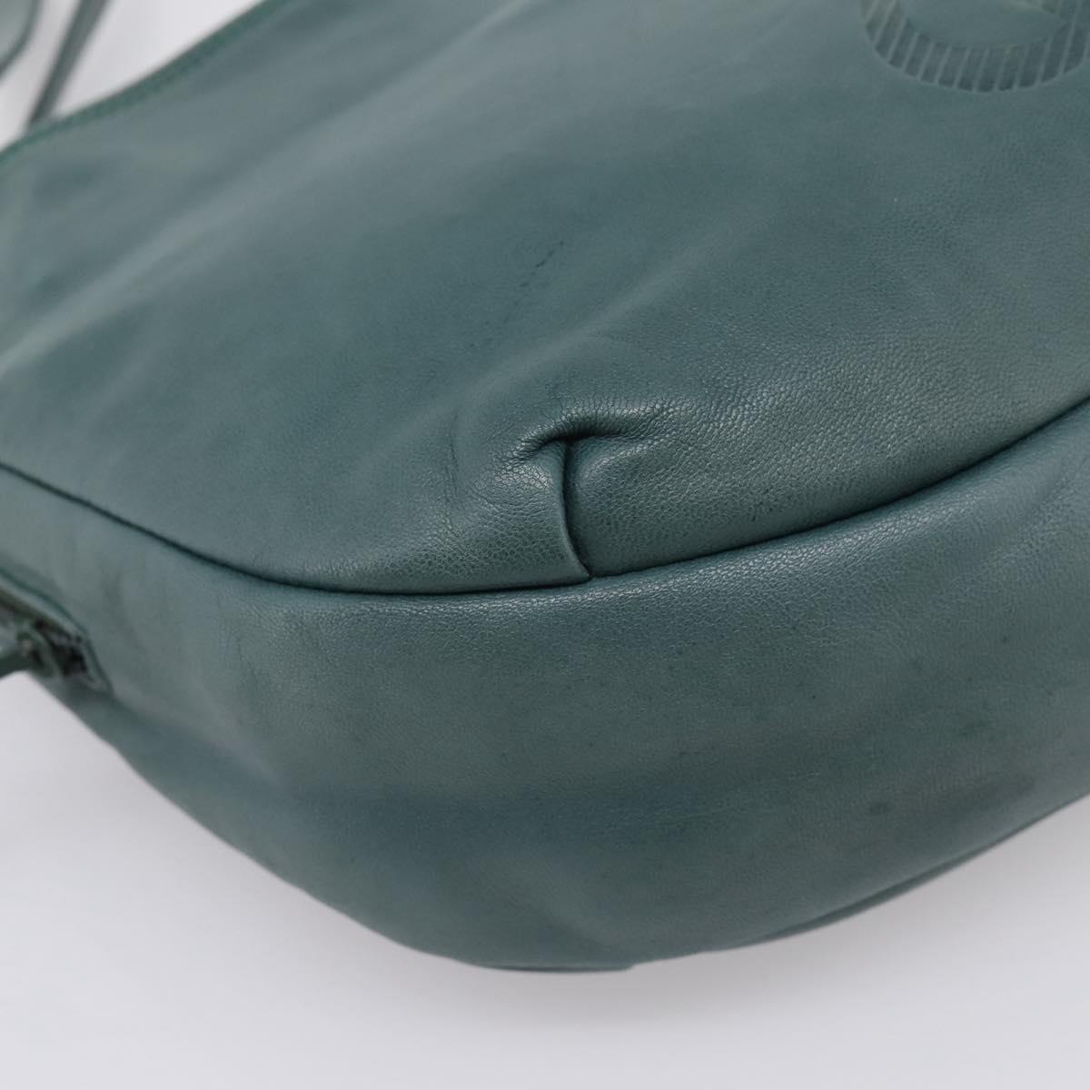 LOEWE Shoulder Bag Leather Green Gold Auth 208687