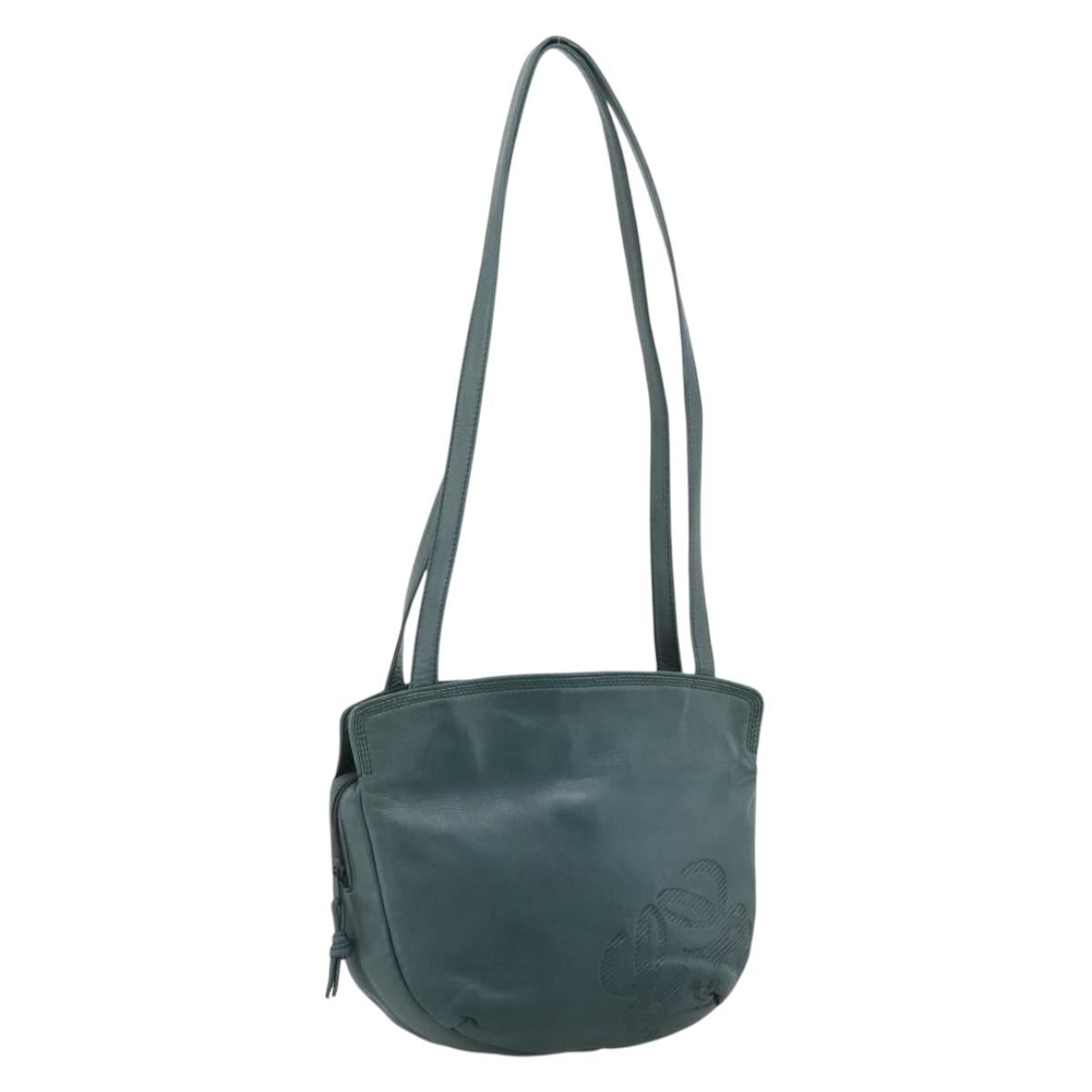 LOEWE Shoulder Bag Leather Green Gold Auth 208687
