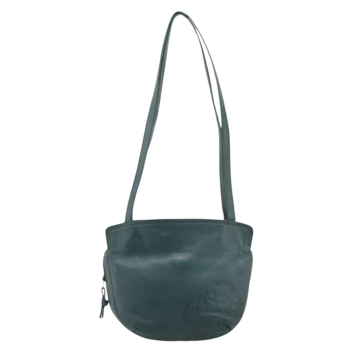 LOEWE Shoulder Bag Leather Green Gold Auth 208687