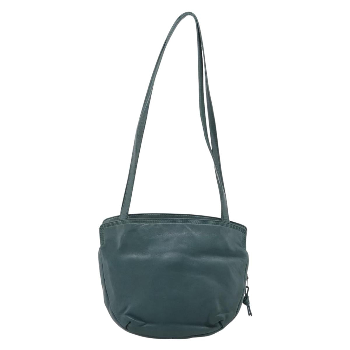 LOEWE Shoulder Bag Leather Green Gold Auth 208687