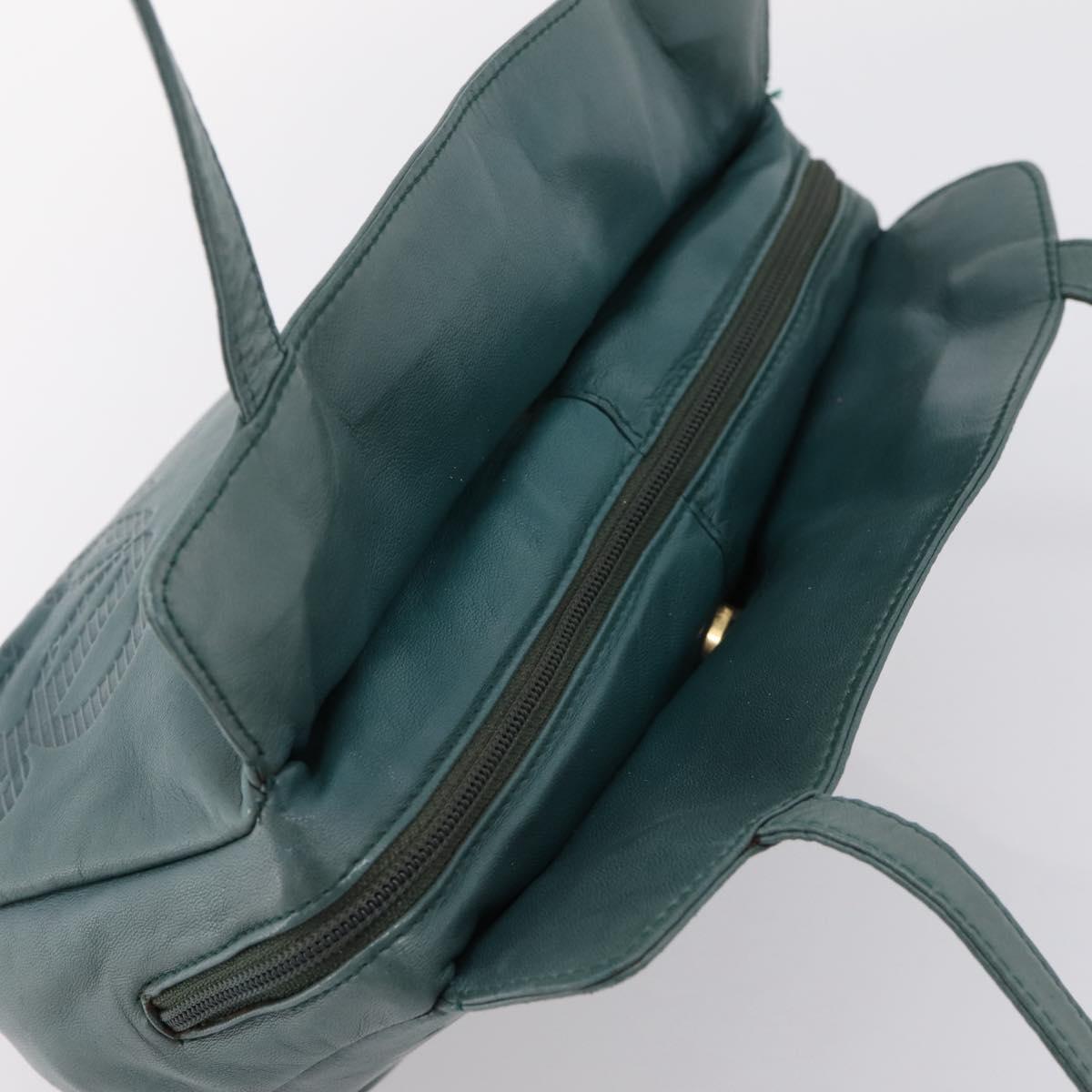 LOEWE Shoulder Bag Leather Green Gold Auth 208687