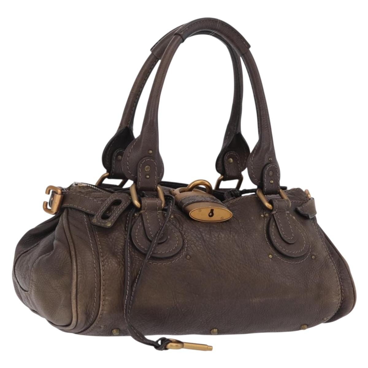 Chloe Paddington Hand Bag Leather Brown Gold Silver Auth 208688V