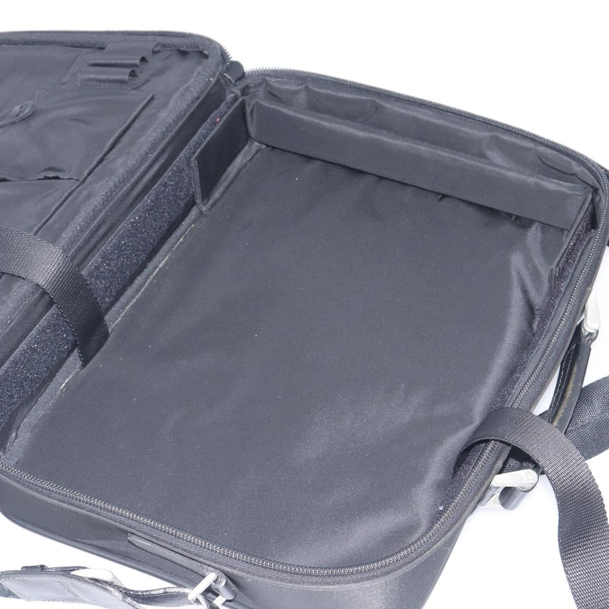 PRADA Business Bag Nylon 2way Black Silver Auth 208691A