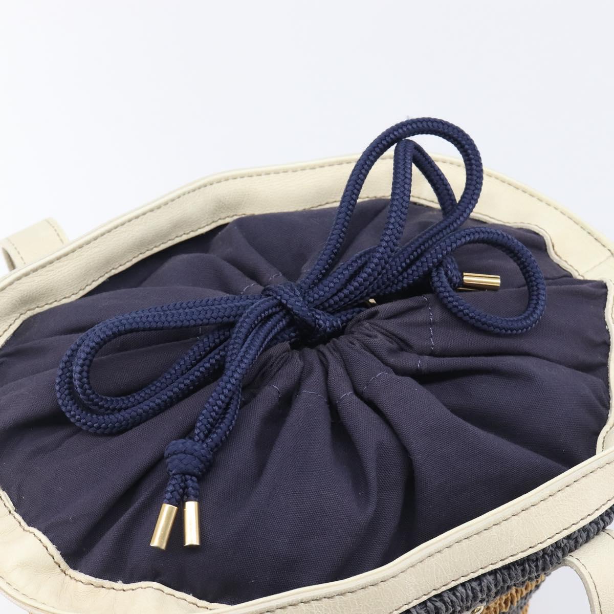 BURBERRY Blue Label Hand Bag straw Beige Gold Auth 208698A