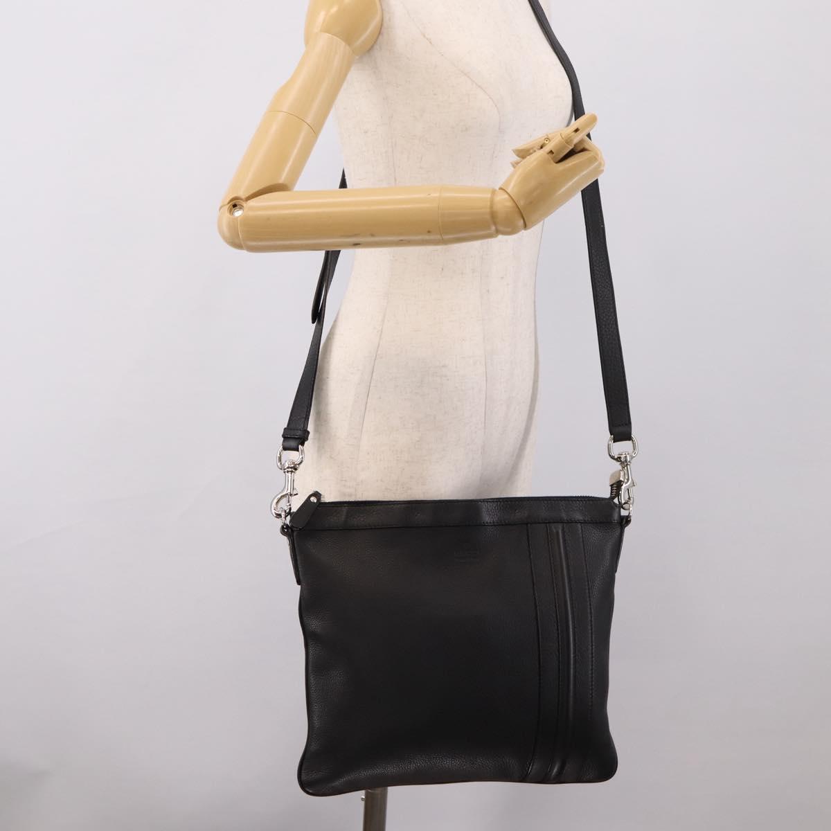 GUCCI Shoulder Bag Leather Black Silver 233329 Auth 208701V