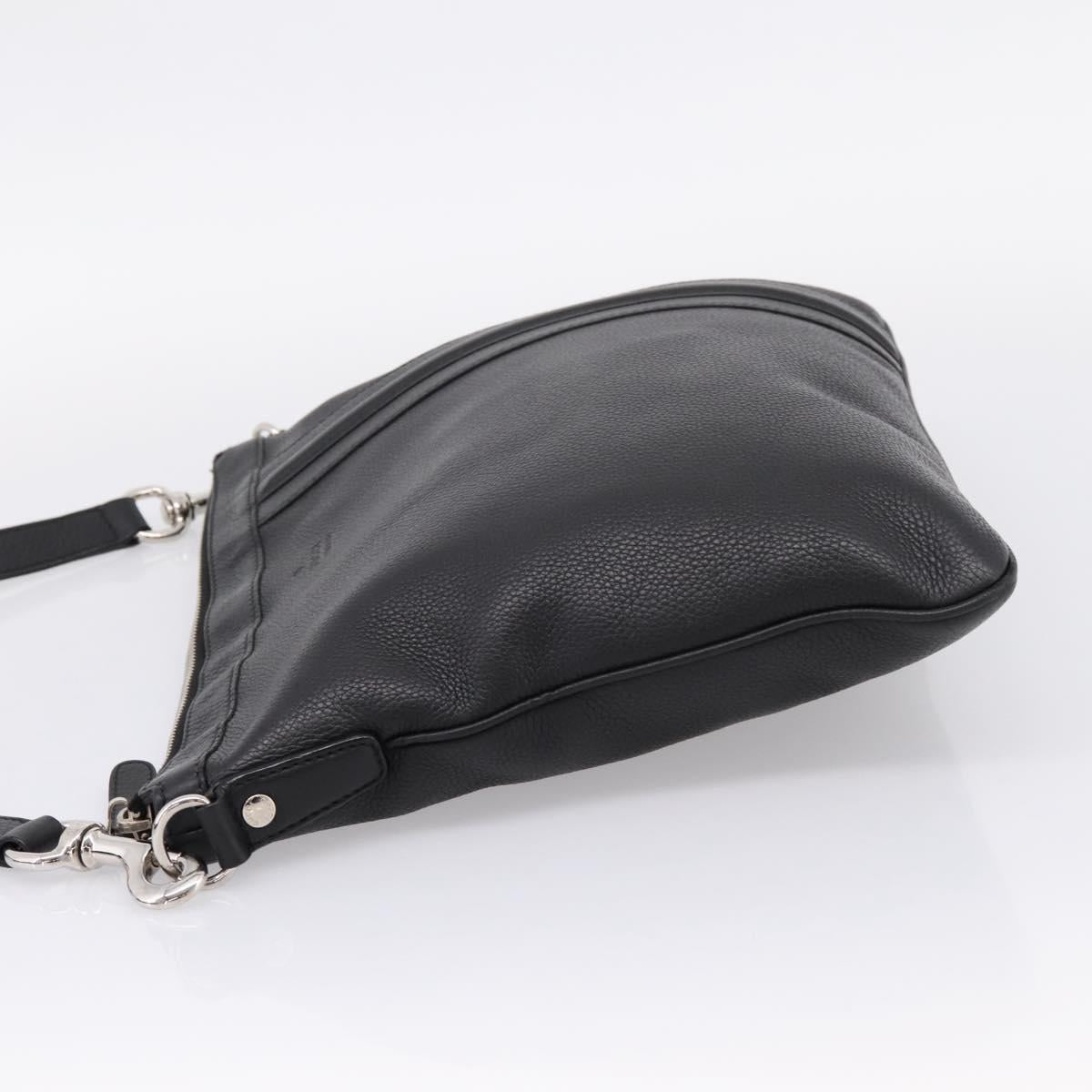 GUCCI Shoulder Bag Leather Black Silver 233329 Auth 208701V