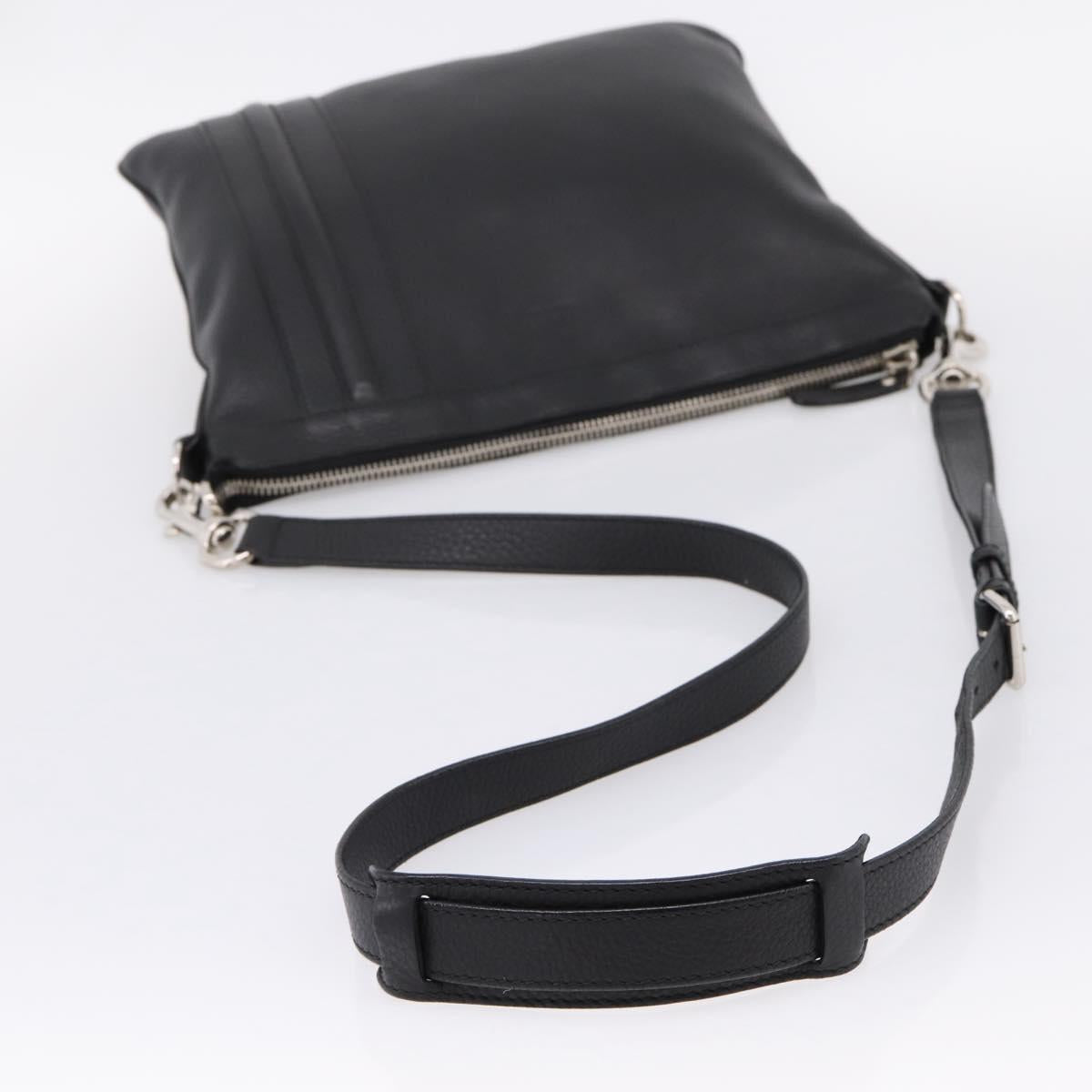 GUCCI Shoulder Bag Leather Black Silver 233329 Auth 208701V