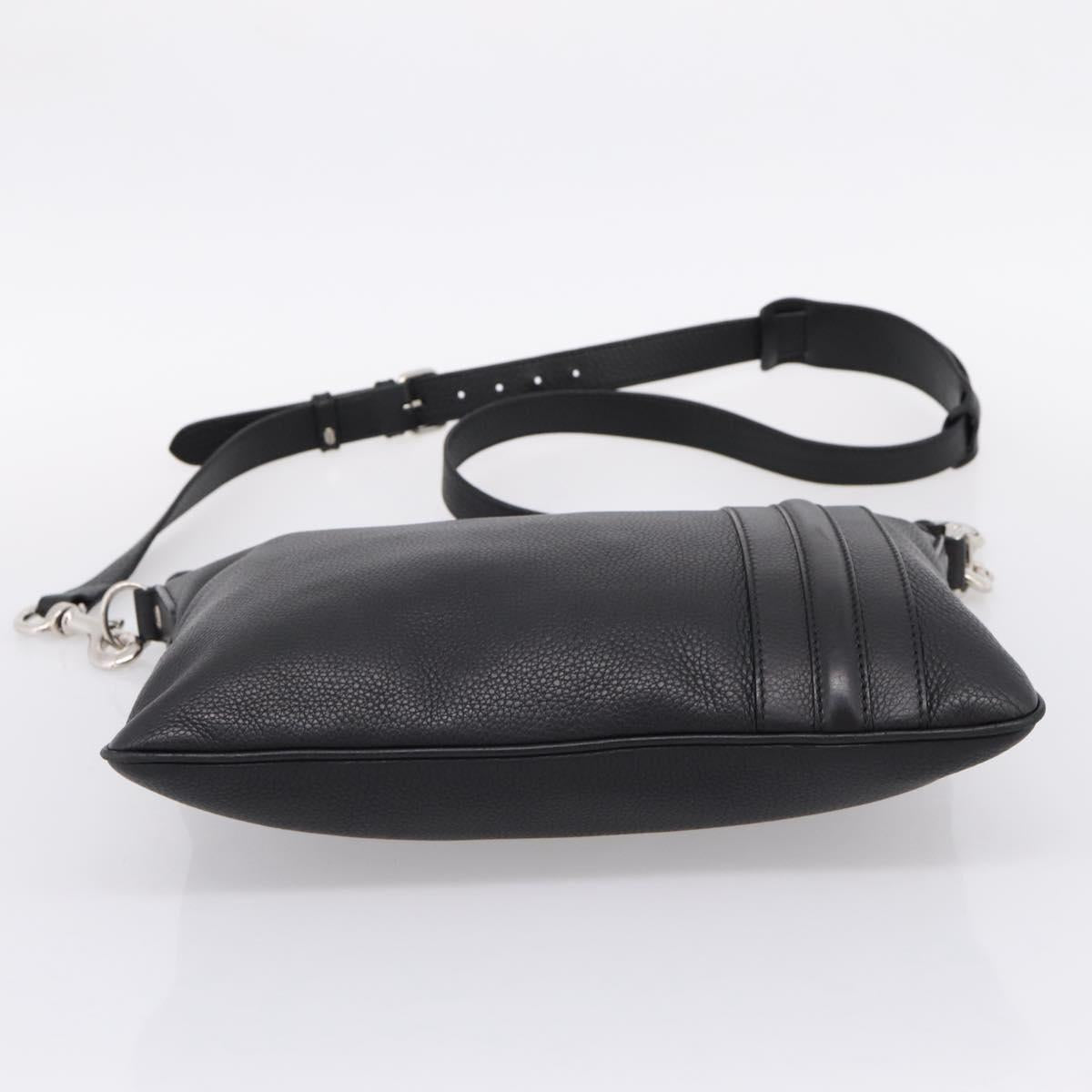 GUCCI Shoulder Bag Leather Black Silver 233329 Auth 208701V