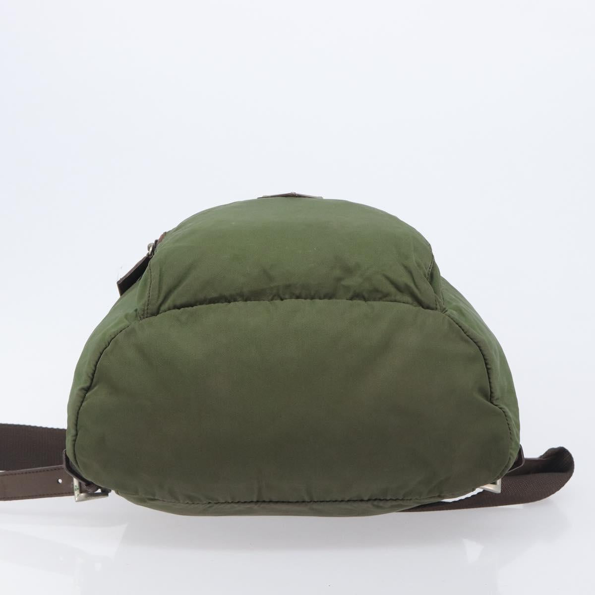 PRADA Backpack Nylon Green Silver Auth 208704