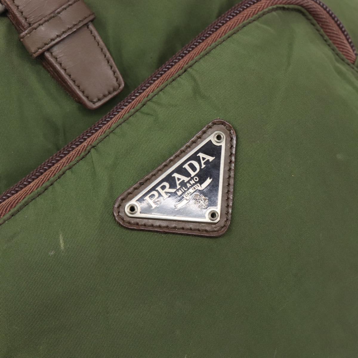 PRADA Backpack Nylon Green Silver Auth 208704