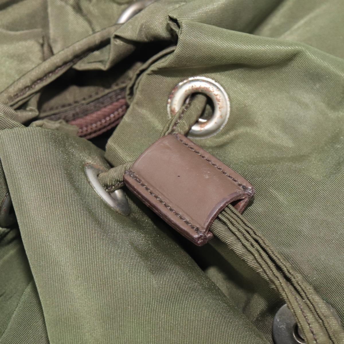 PRADA Backpack Nylon Green Silver Auth 208704