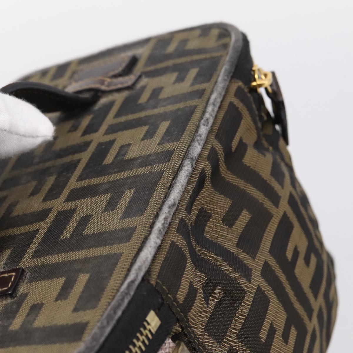 FENDI Zucca Canvas Vanity Hand Bag Black Brown Auth 208706