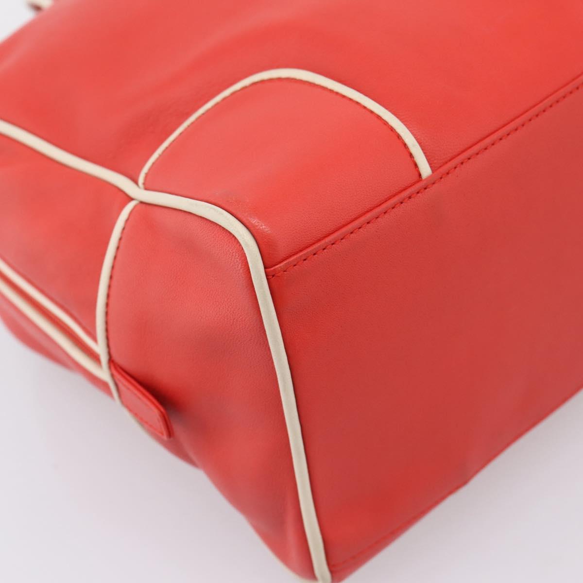 LOEWE Hand Bag Leather Red Silver Auth 208707