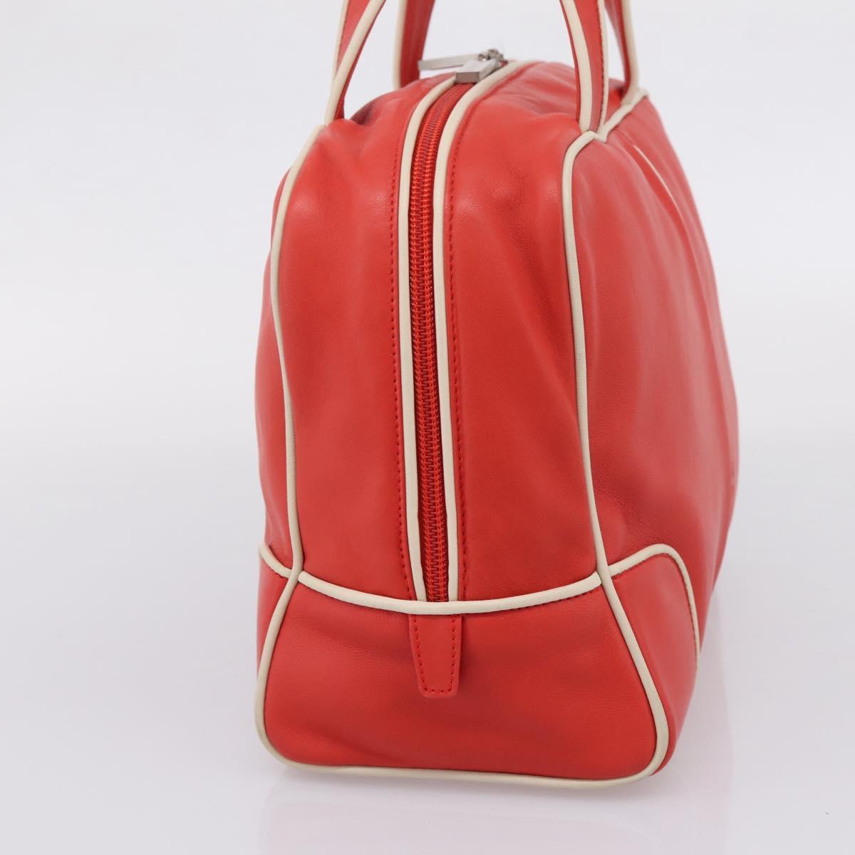 LOEWE Hand Bag Leather Red Silver Auth 208707