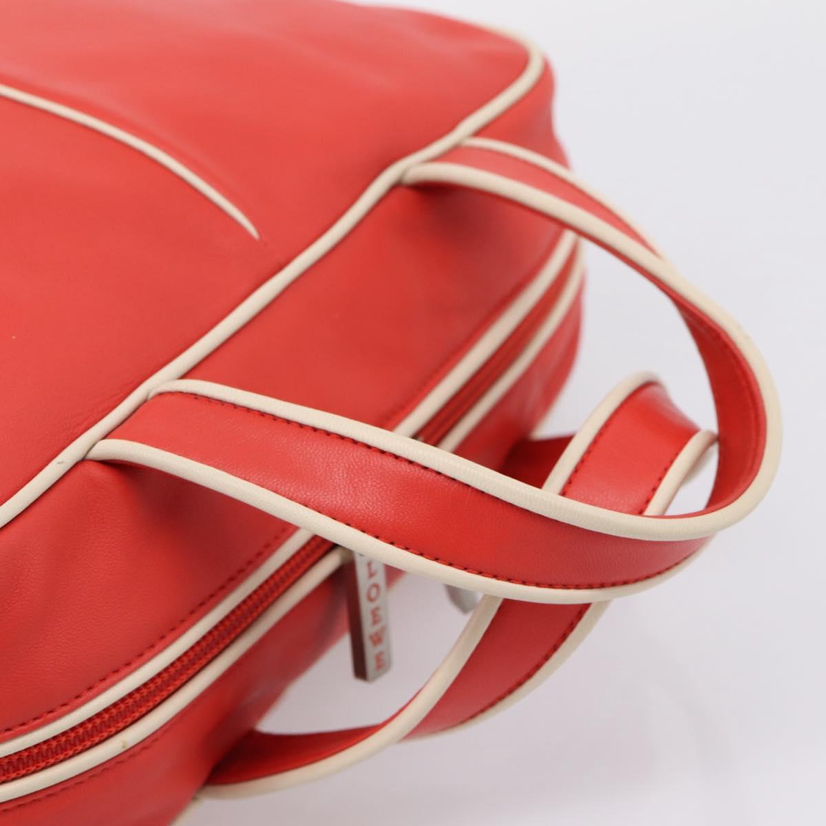 LOEWE Hand Bag Leather Red Silver Auth 208707