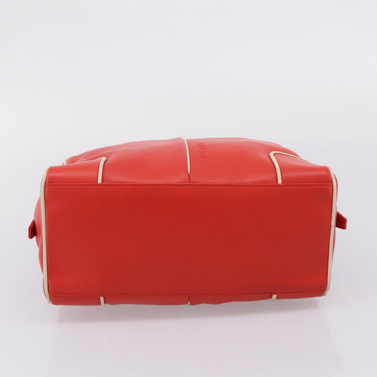 LOEWE Hand Bag Leather Red Silver Auth 208707