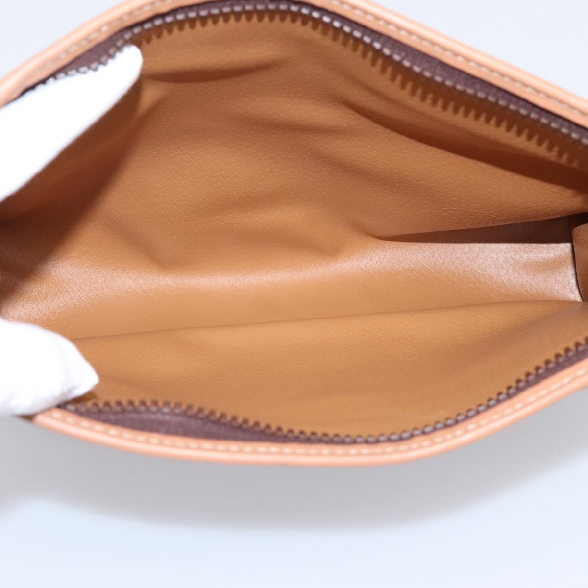 CELINE Macadam Canvas Clutch Bag PVC Leather Brown Gold Auth 208708A