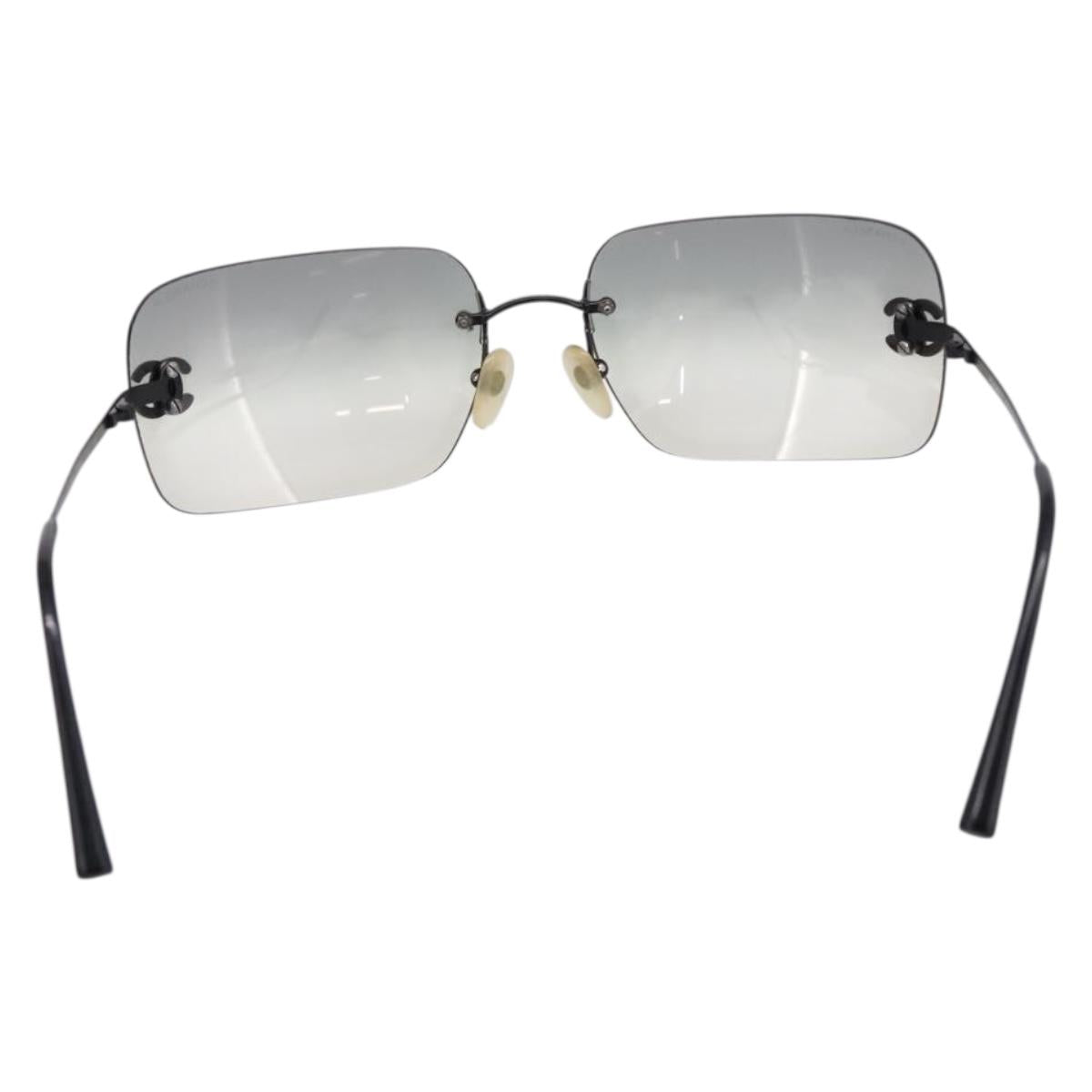 CHANEL Rimless Sunglasses plastic Black CC Auth 208714M
