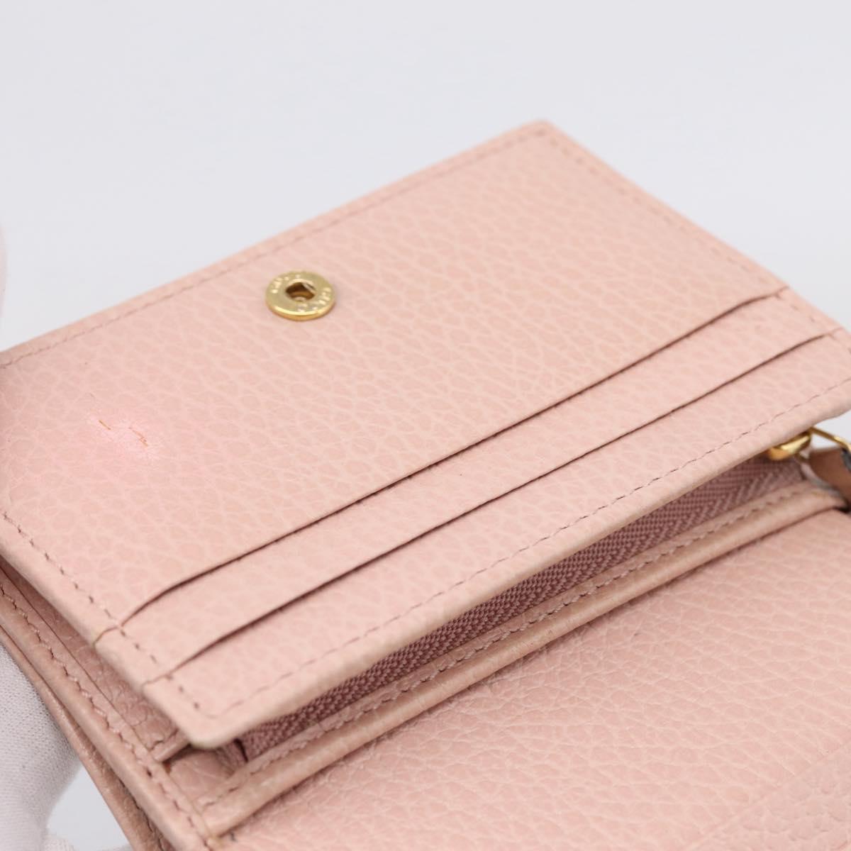 GUCCI GG Marmont Bifold Wallet Leather Pink Gold 456126 Auth 208716A