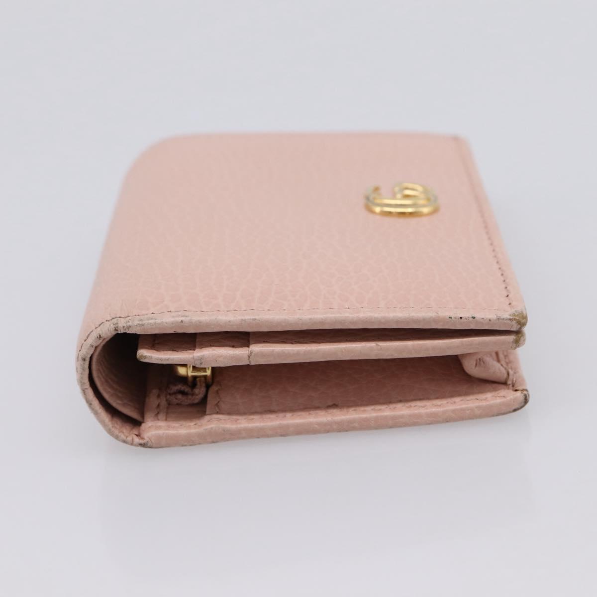 GUCCI GG Marmont Bifold Wallet Leather Pink Gold 456126 Auth 208716A