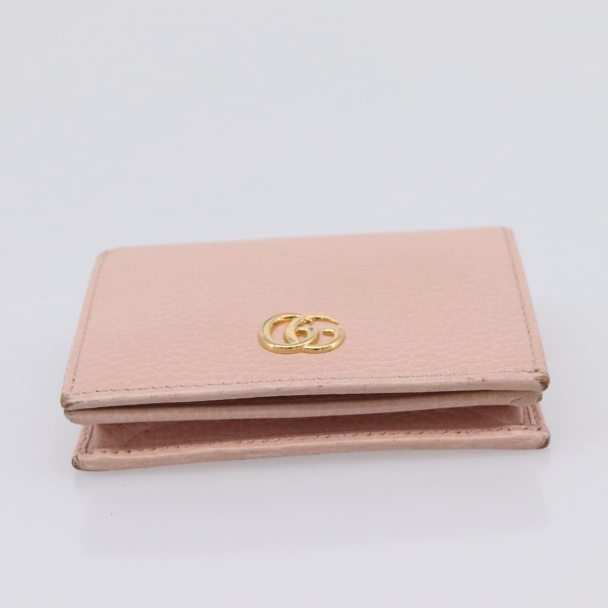 GUCCI GG Marmont Bifold Wallet Leather Pink Gold 456126 Auth 208716A