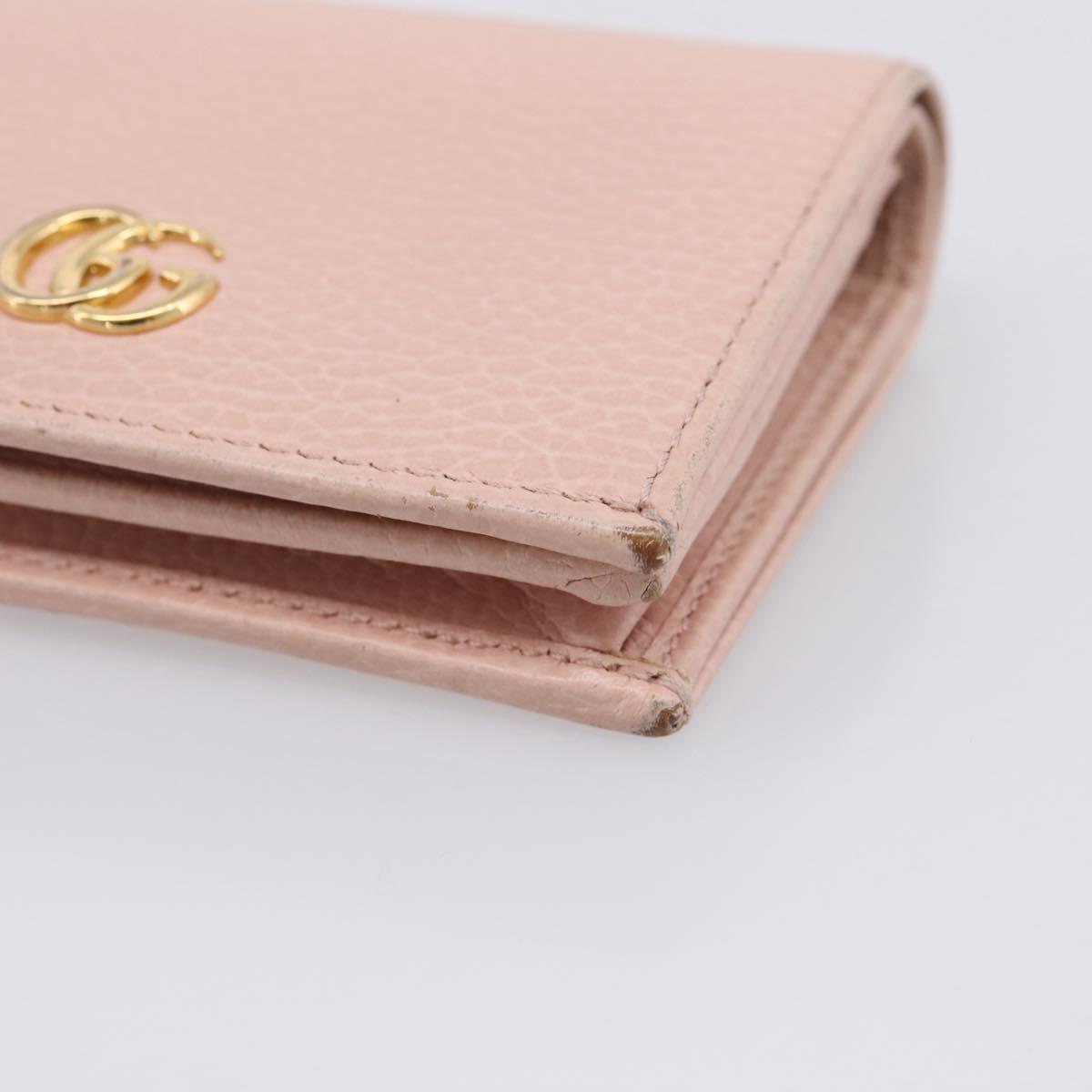 GUCCI GG Marmont Bifold Wallet Leather Pink Gold 456126 Auth 208716A
