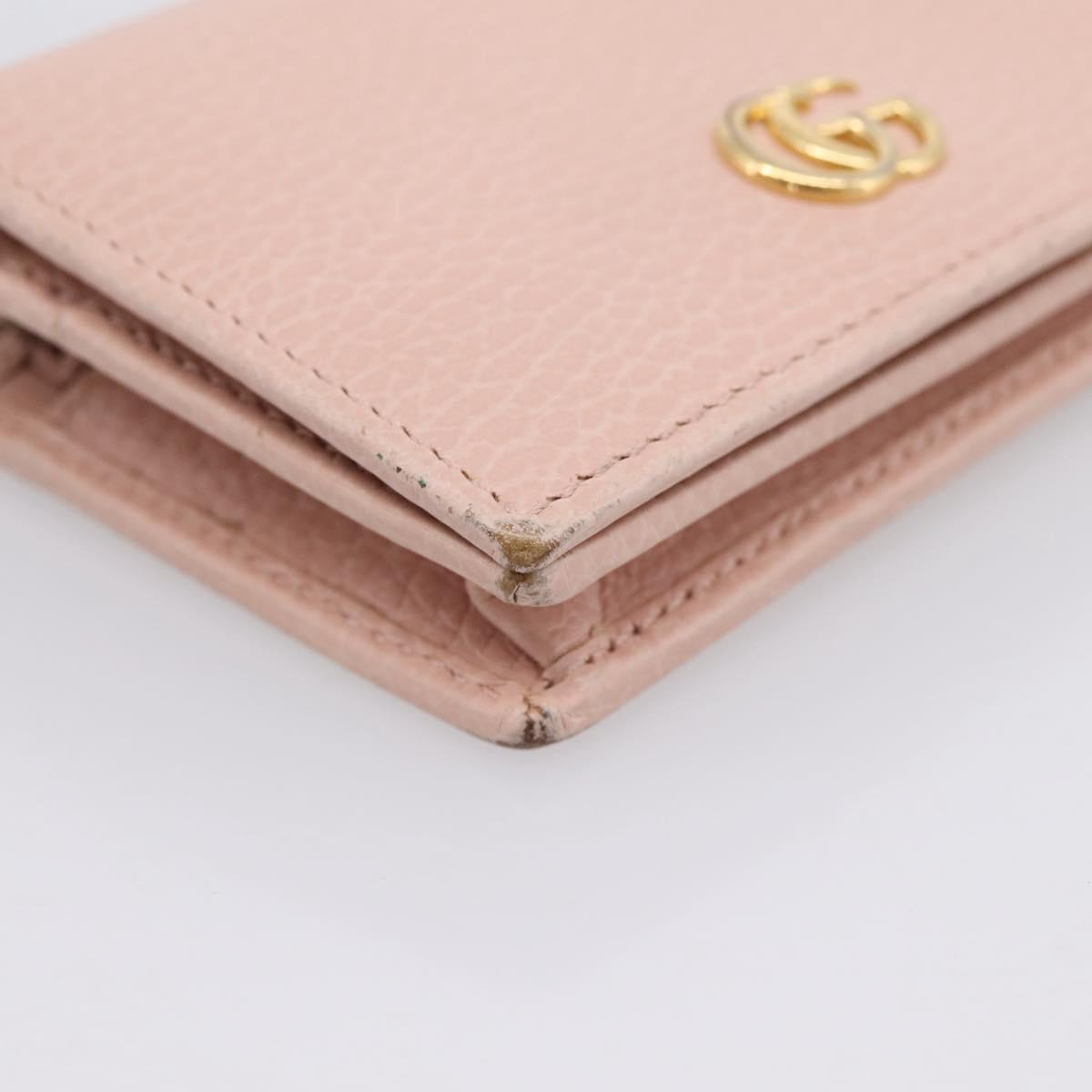 GUCCI GG Marmont Bifold Wallet Leather Pink Gold 456126 Auth 208716A