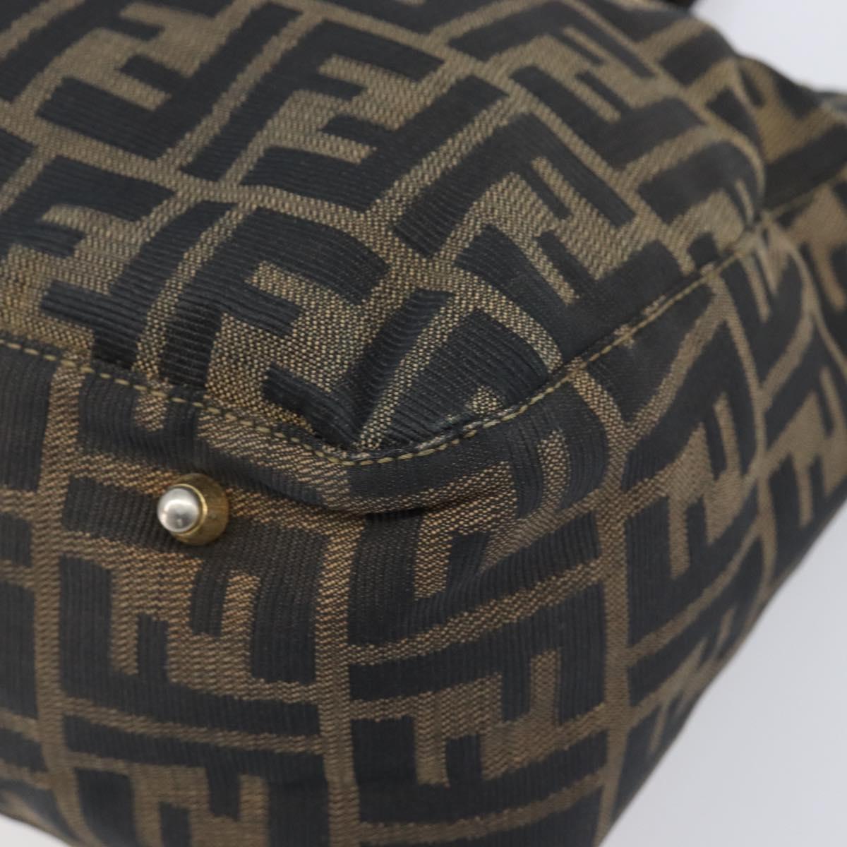 FENDI Zucca Canvas Hand Bag Black Brown Auth 208726V