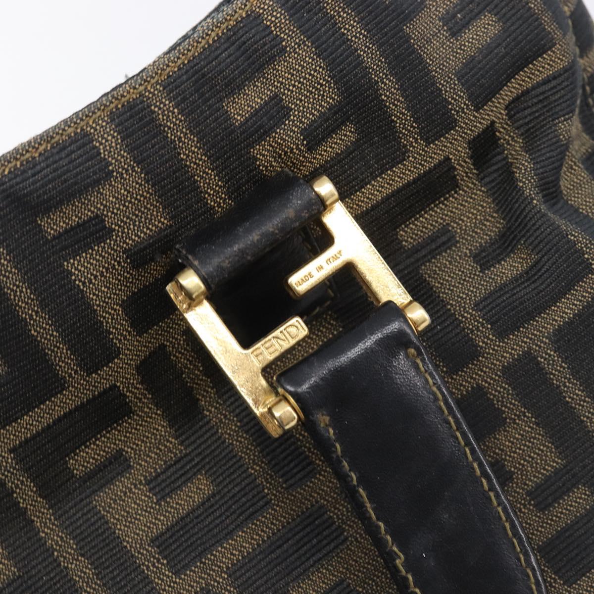 FENDI Zucca Canvas Hand Bag Black Brown Auth 208726V