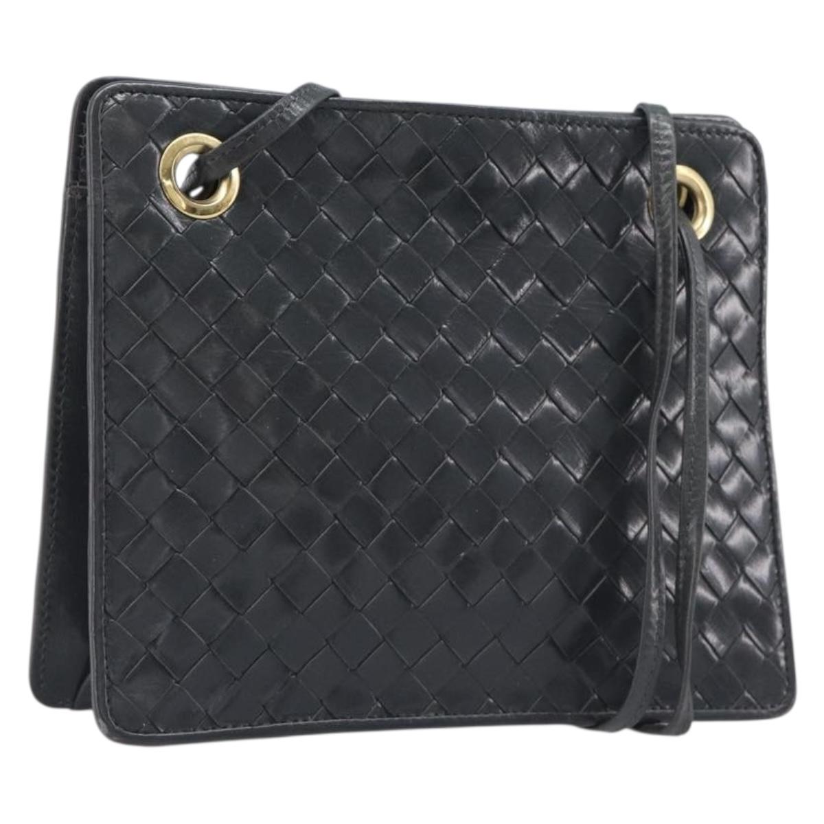Bottega Veneta INTRECCIATO Shoulder Bag Leather Green Gold Auth 208728