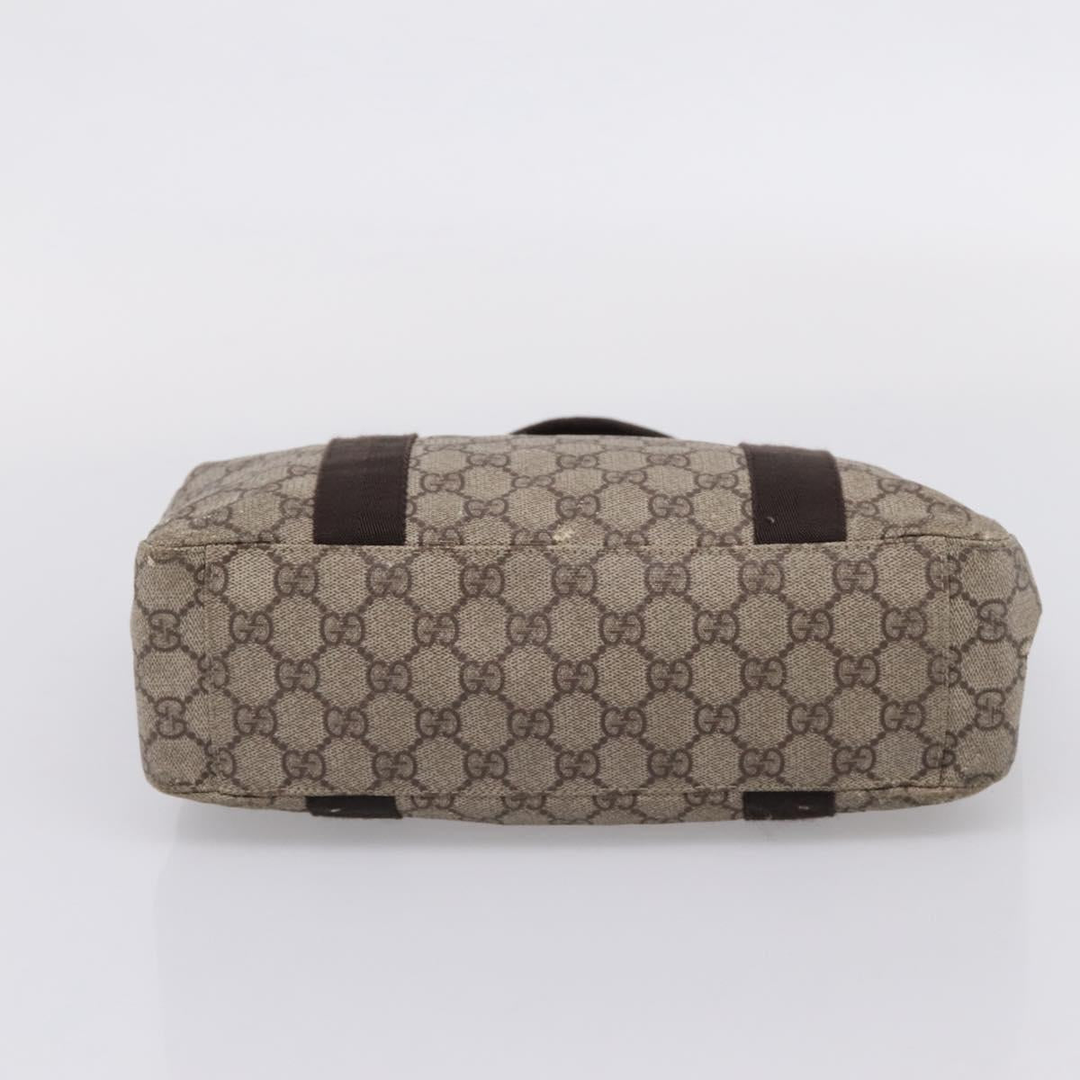 GUCCI GG Supreme Tote Bag PVC Beige Silver 141976 Auth 208730