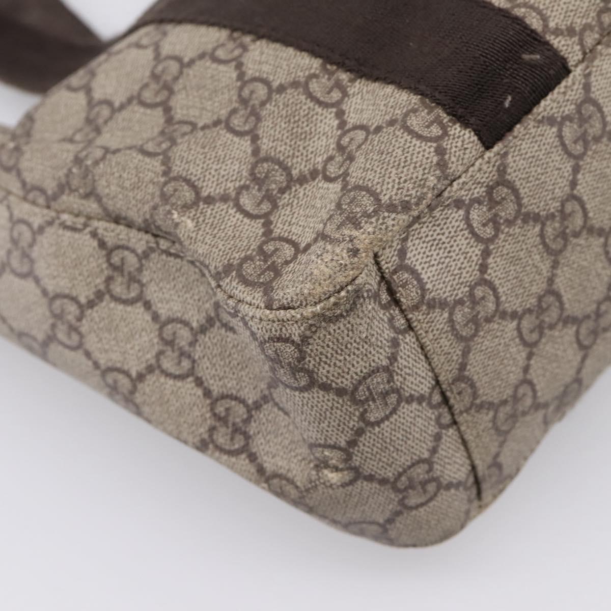 GUCCI GG Supreme Tote Bag PVC Beige Silver 141976 Auth 208730
