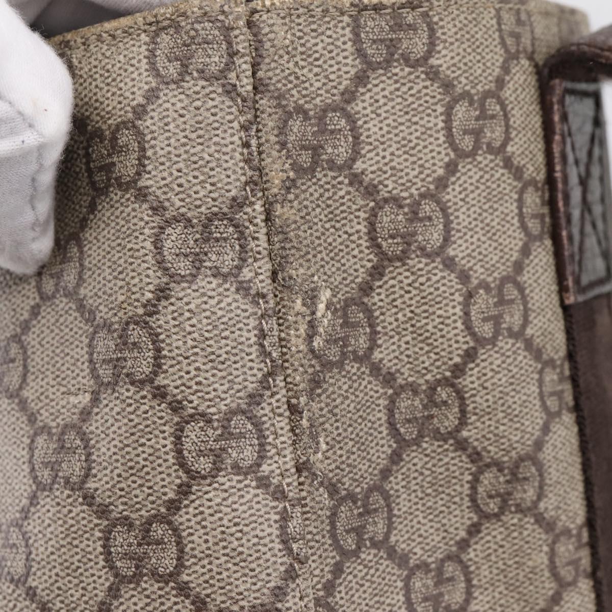 GUCCI GG Supreme Tote Bag PVC Beige Silver 141976 Auth 208730