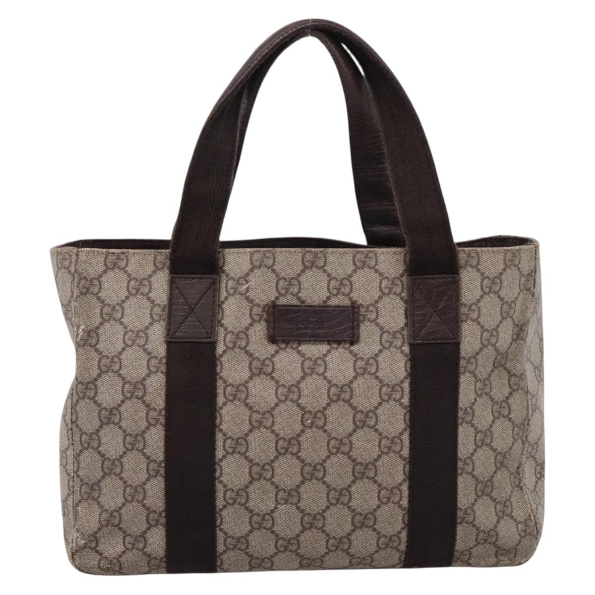 GUCCI GG Supreme Tote Bag PVC Beige Silver 141976 Auth 208730