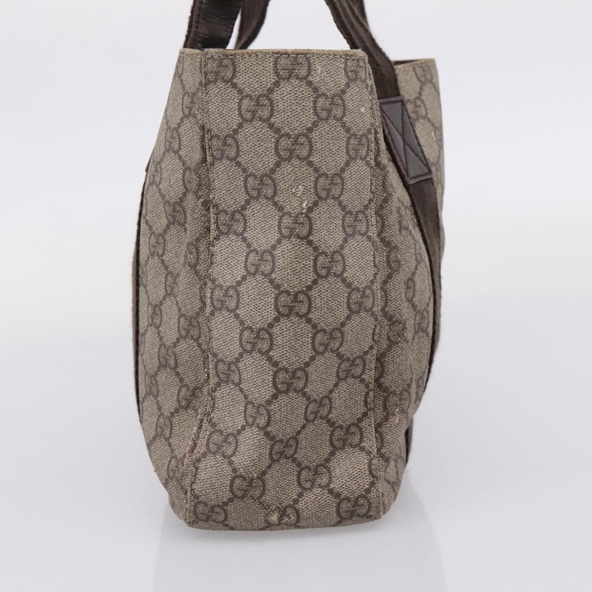 GUCCI GG Supreme Tote Bag PVC Beige Silver 141976 Auth 208730