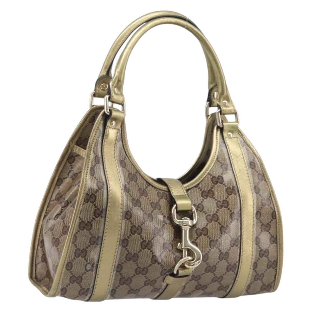GUCCI GG Crystal Jackie Shoulder Bag Beige Gold 203495 Auth 208732
