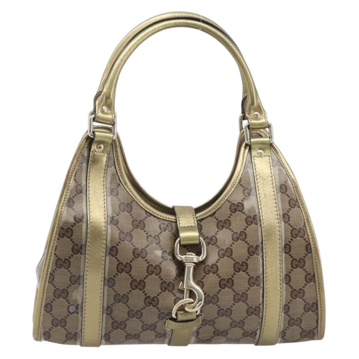 GUCCI GG Crystal Jackie Shoulder Bag Beige Gold 203495 Auth 208732