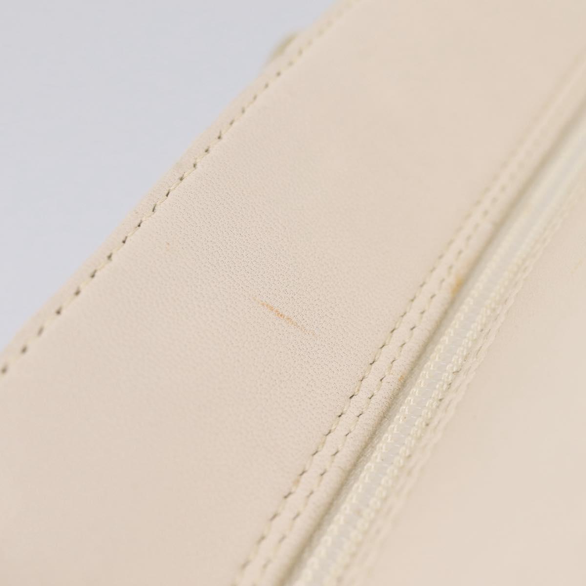 Christian Dior Maris Pearl Canage Hand Bag Leather White Gold Auth 208737A